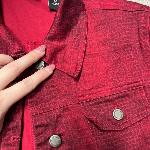 Vintage NY and Co Red Denim Snakeskin Jacket - Picture 4 of 6